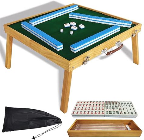 steelway Mahjong Table with Tiles Set, Portable Mahjong Game .